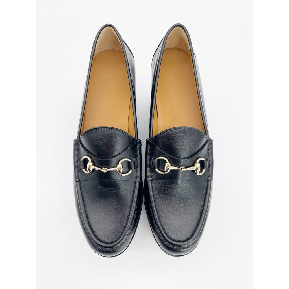 Gucci Ancora S/S 2024 Runway Black Leather Horsebit Platform Loafers IT 38 - Picture 7 of 16